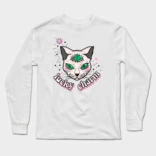 Lucky Charm White Cat Long Sleeve T-Shirt